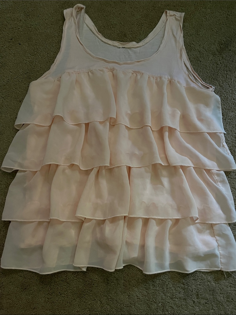 Layered Ruffle Tank top - Light Peach